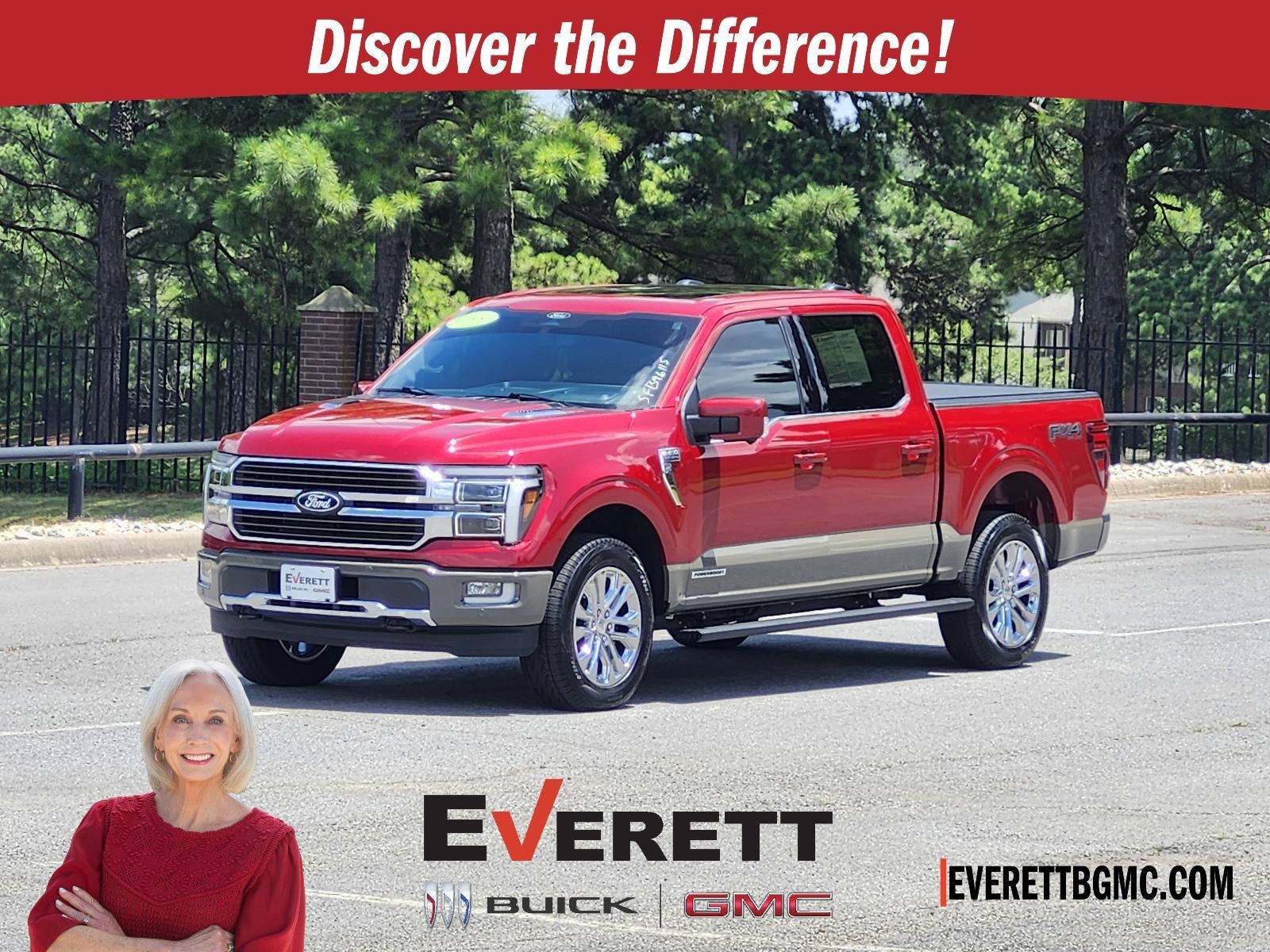 2025 Ford F-150 King Ranch in Red — front three-quarter view