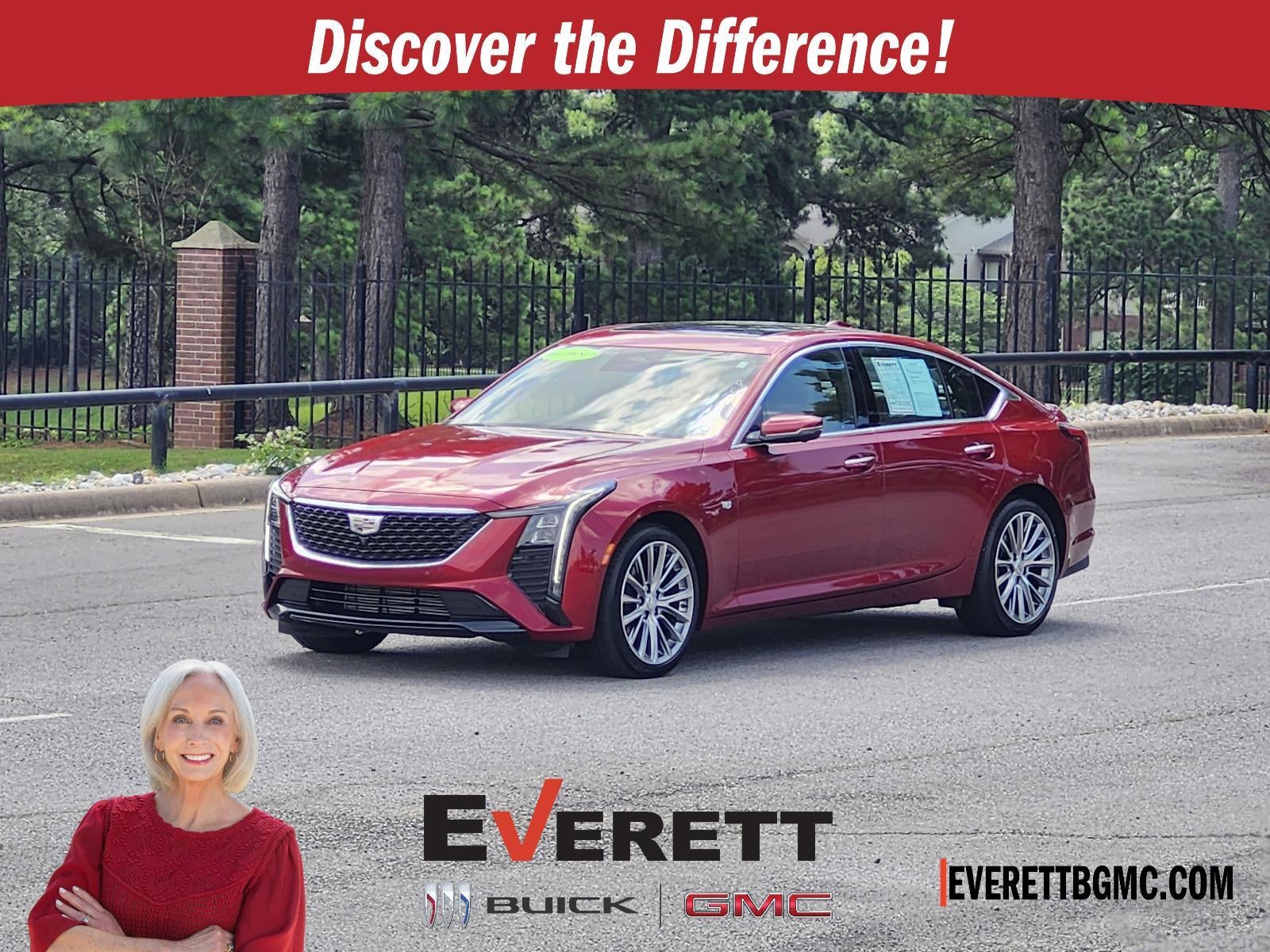 2025 Cadillac CT5 Premium Luxury in Radiant Red Tintcoat — front three-quarter view