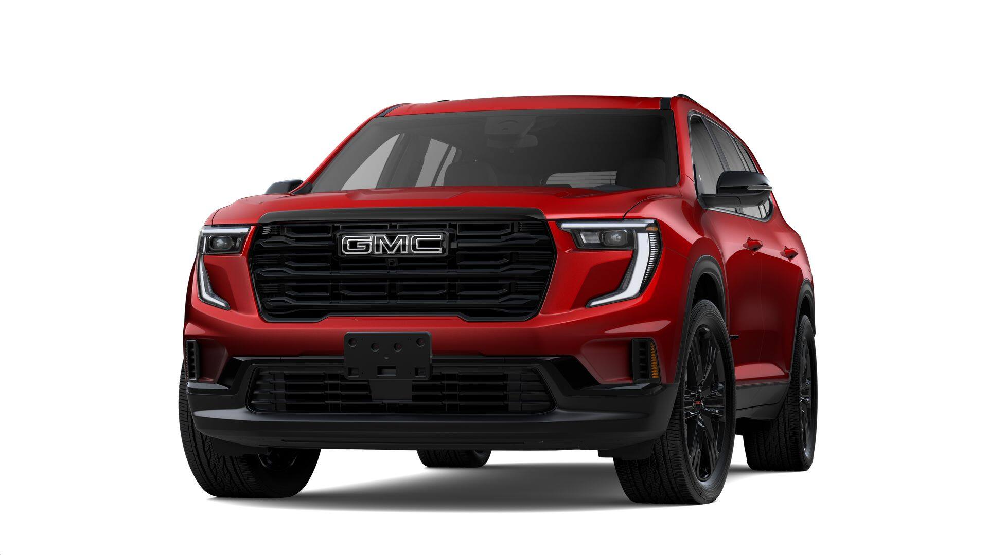 2026 GMC Acadia AWD Elevation in Volcanic Red Tintcoat — front three-quarter view