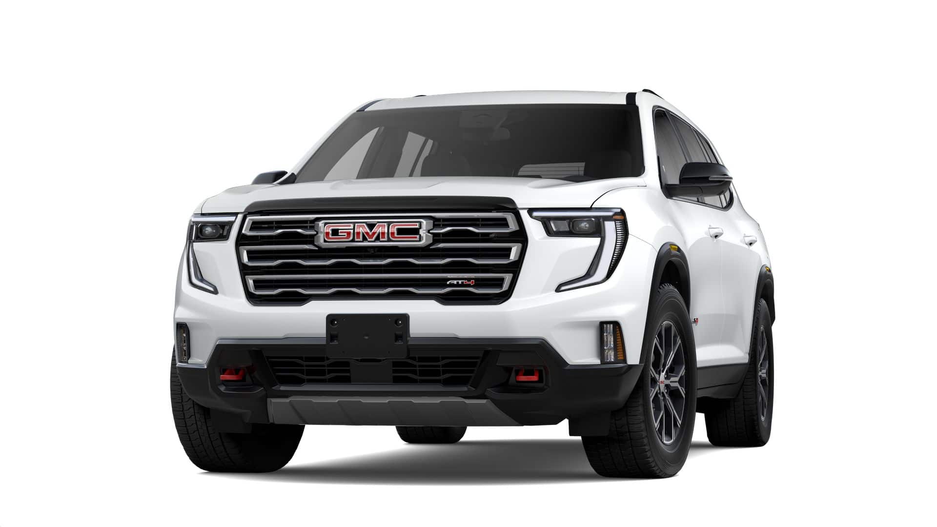 2026 GMC Acadia AWD AT4 in Summit White — front three-quarter view