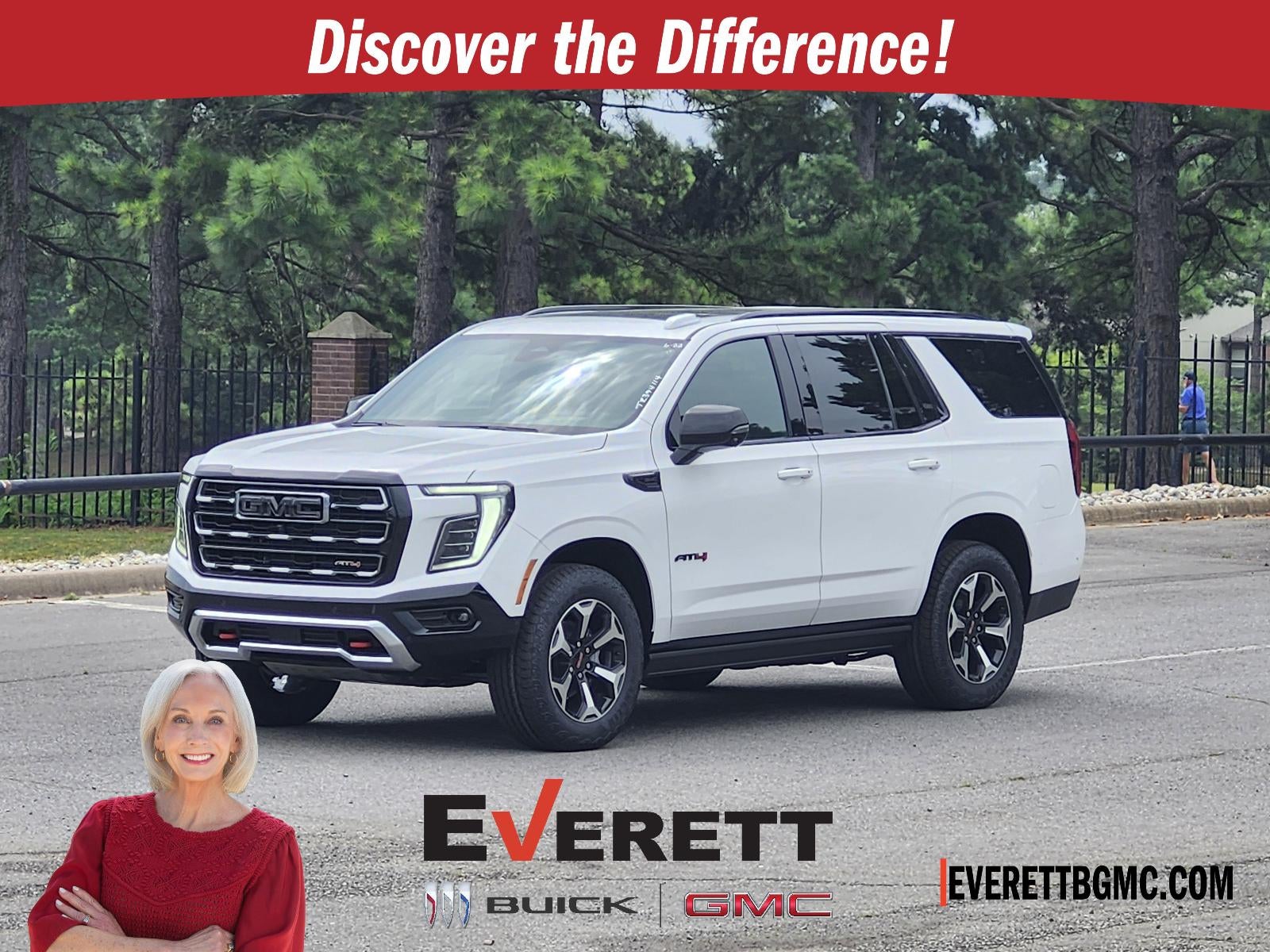 2026 GMC Yukon 4WD 4dr AT4 in Summit White — front three-quarter view