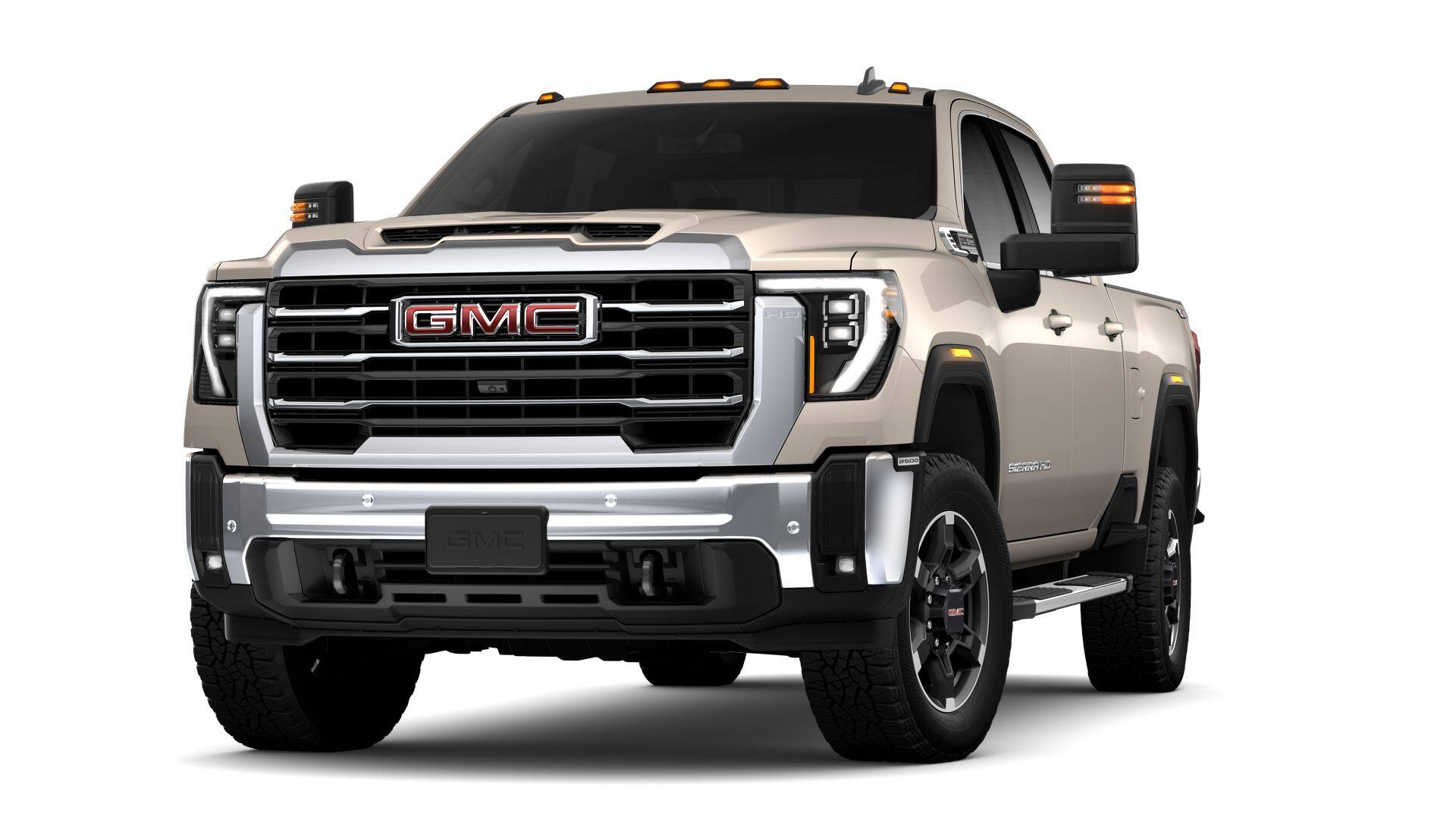 2026 GMC Sierra 2500 HD Crew Cab Standard Box 4-Wheel Drive SLE in Coastal Dune — front three-quarter view