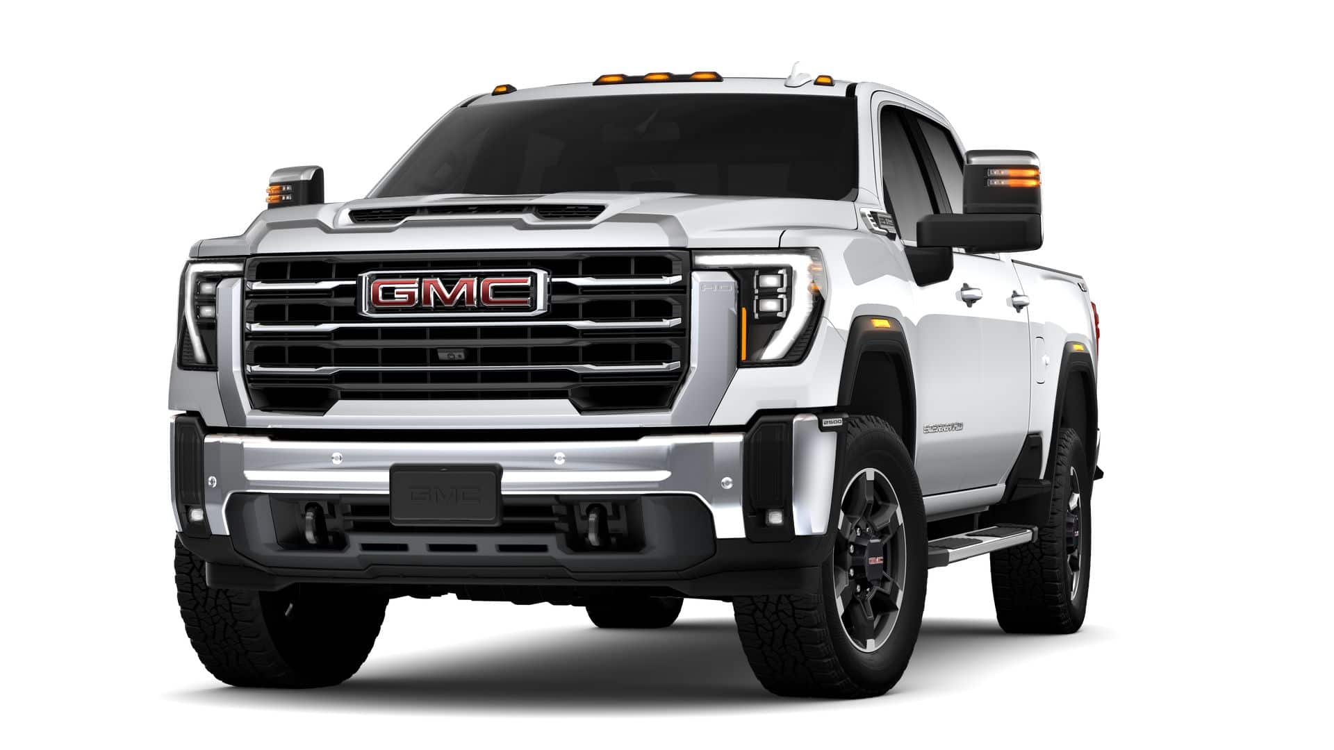 2026 GMC Sierra 2500 HD Crew Cab Standard Box 4-Wheel Drive SLT in Summit White — front three-quarter view
