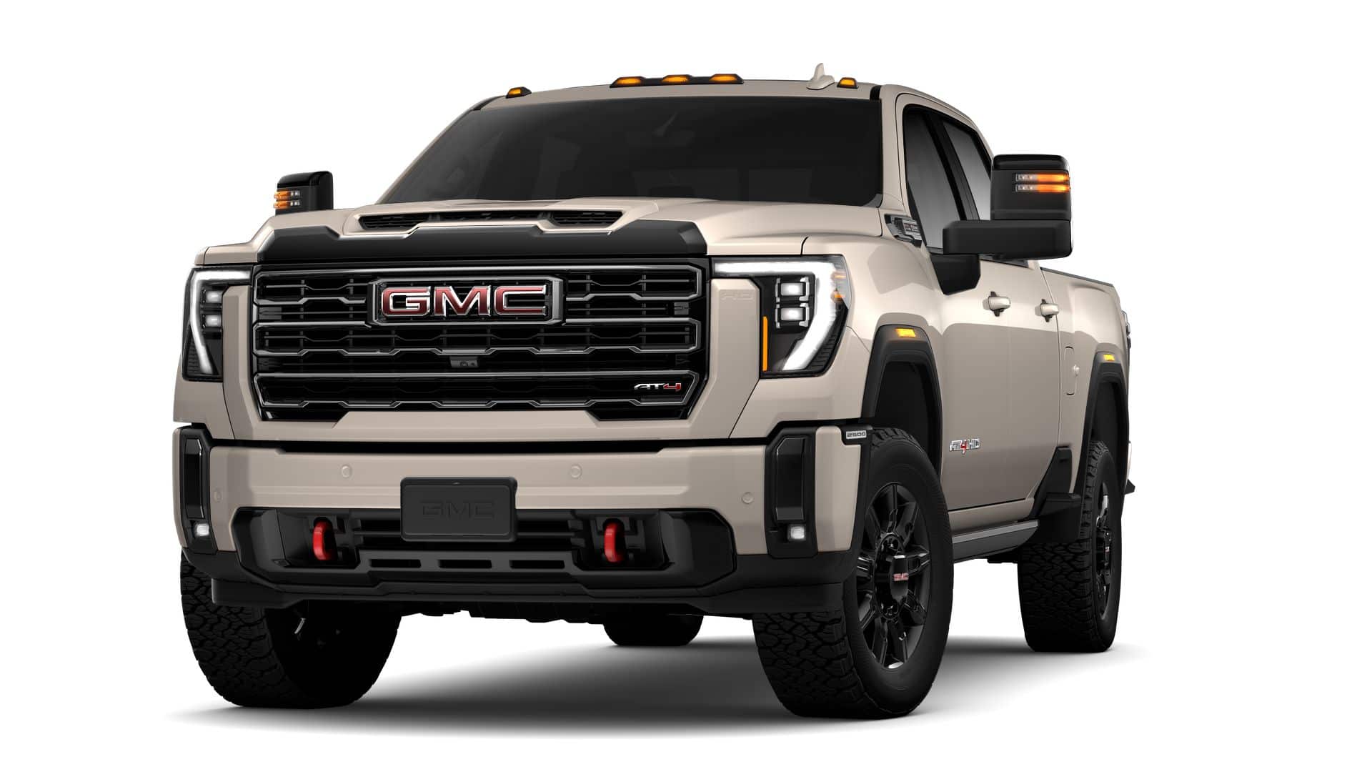 2026 GMC Sierra 2500 HD Crew Cab Standard Box 4-Wheel Drive AT4 in Coastal Dune — front three-quarter view