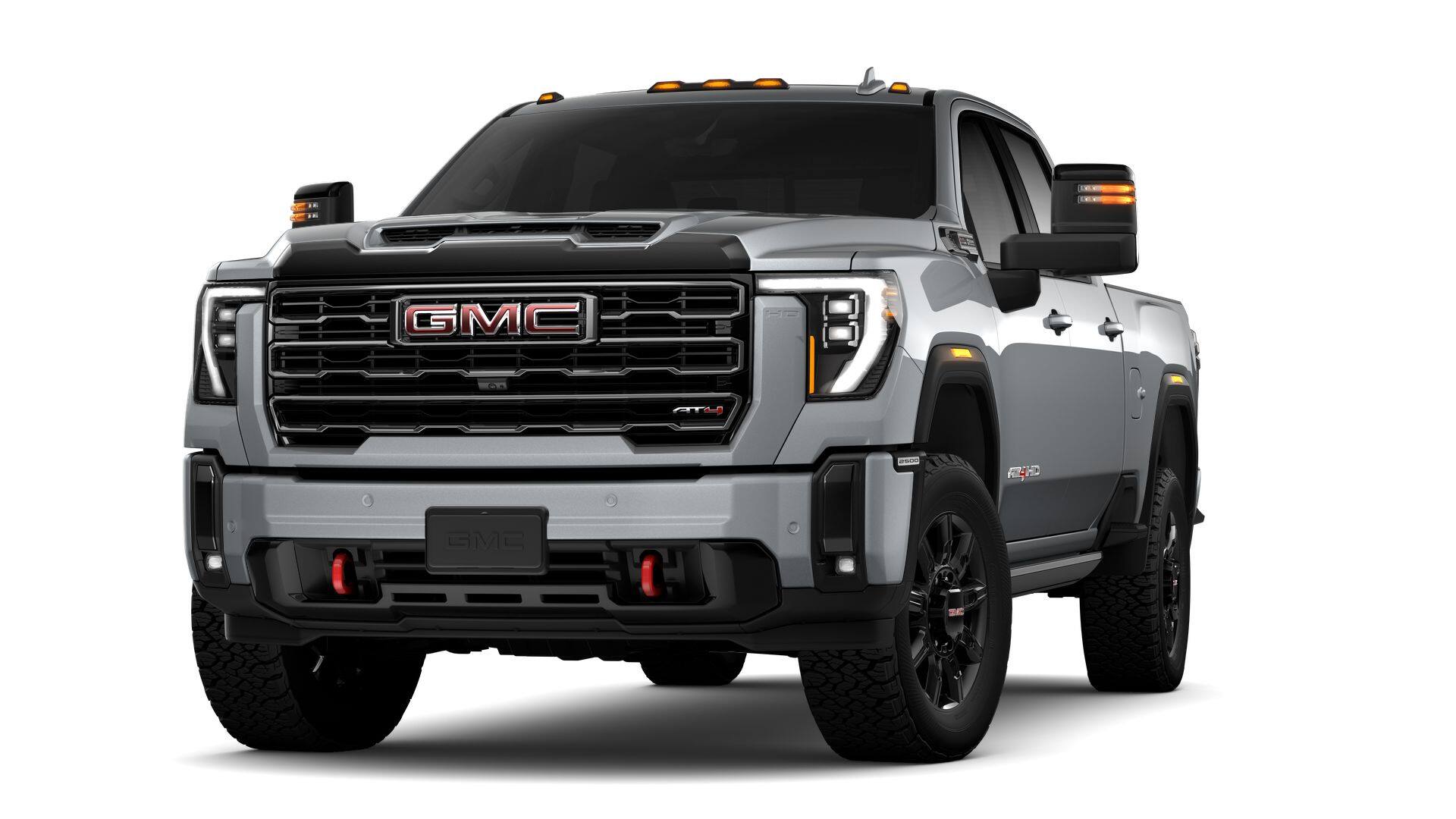 2026 GMC Sierra 2500 HD Crew Cab Standard Box 4-Wheel Drive AT4 in Sterling Metallic — front three-quarter view