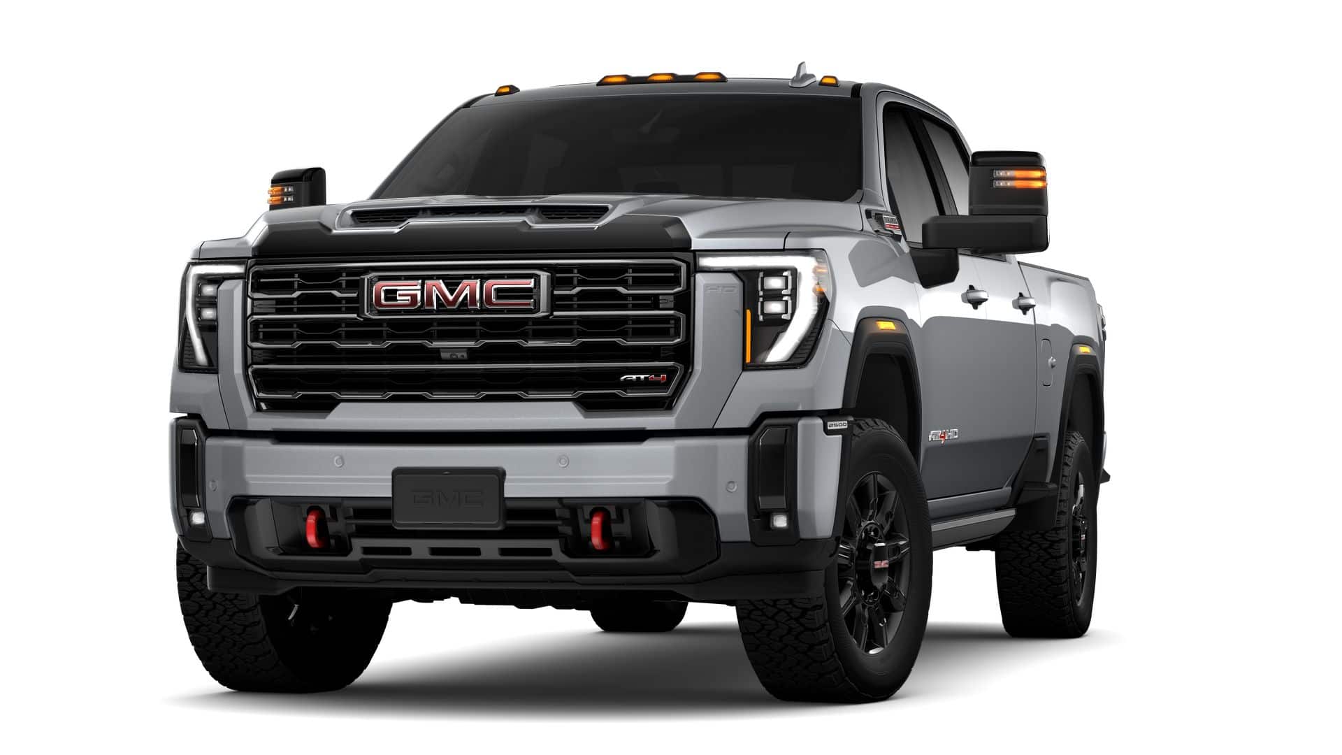 2026 GMC Sierra 2500 HD Crew Cab Standard Box 4-Wheel Drive AT4 in Sterling Metallic — front three-quarter view