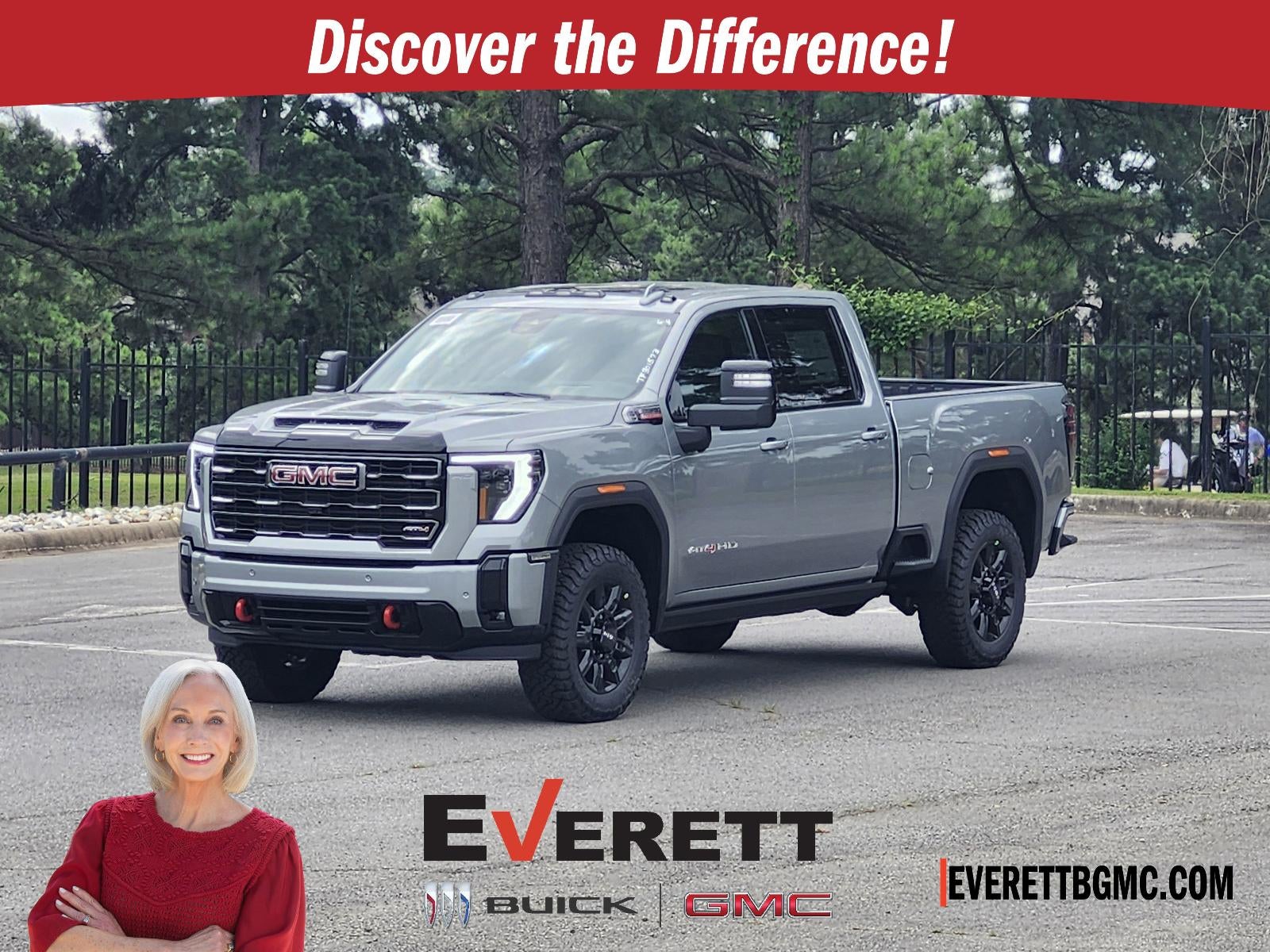 2026 GMC Sierra 2500 HD Crew Cab Standard Box 4-Wheel Drive AT4 in Sterling Metallic — front three-quarter view