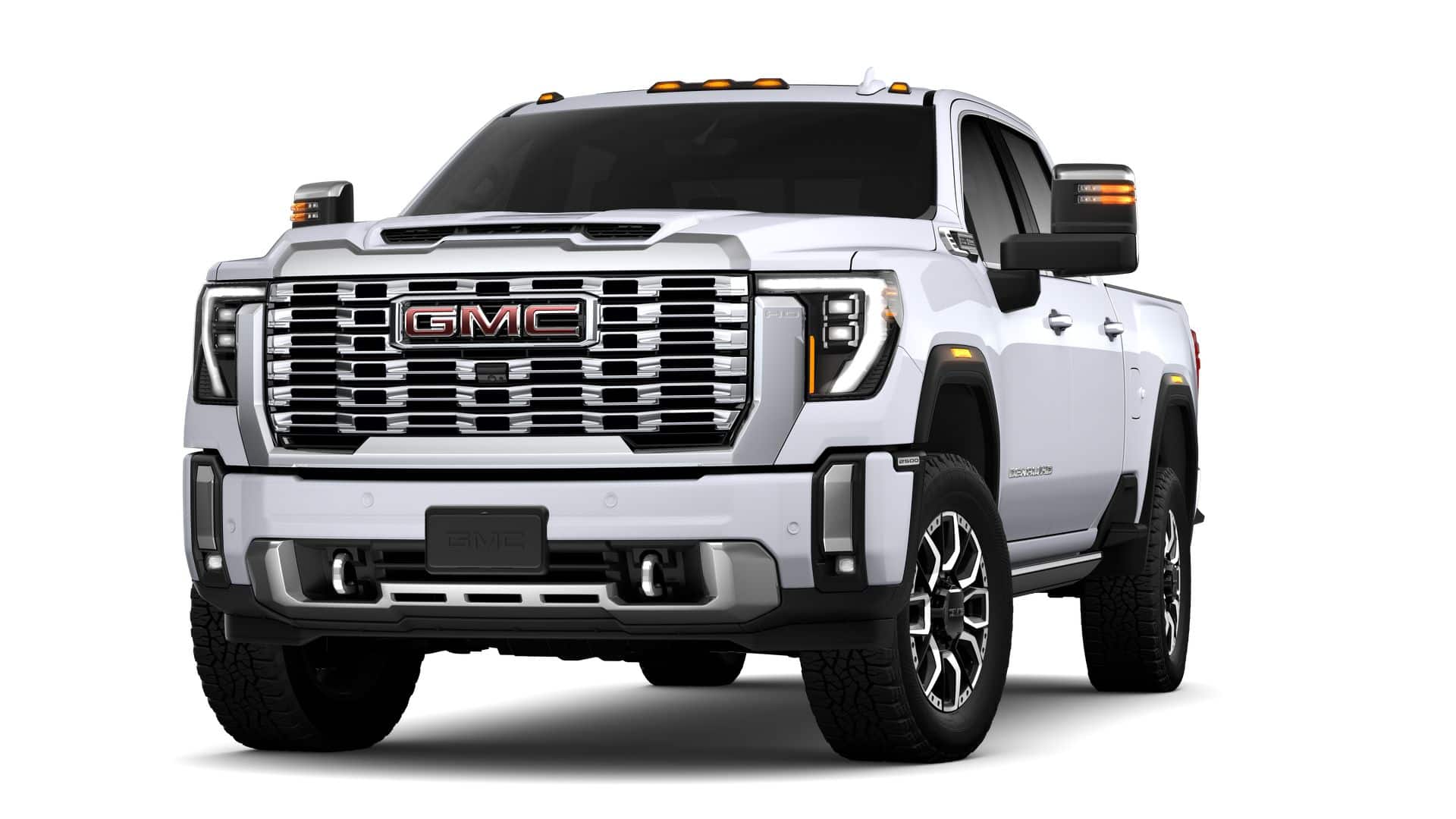 2026 GMC Sierra 2500 HD Crew Cab Standard Box 4-Wheel Drive Denali in Glacier White Tricoat — front three-quarter view