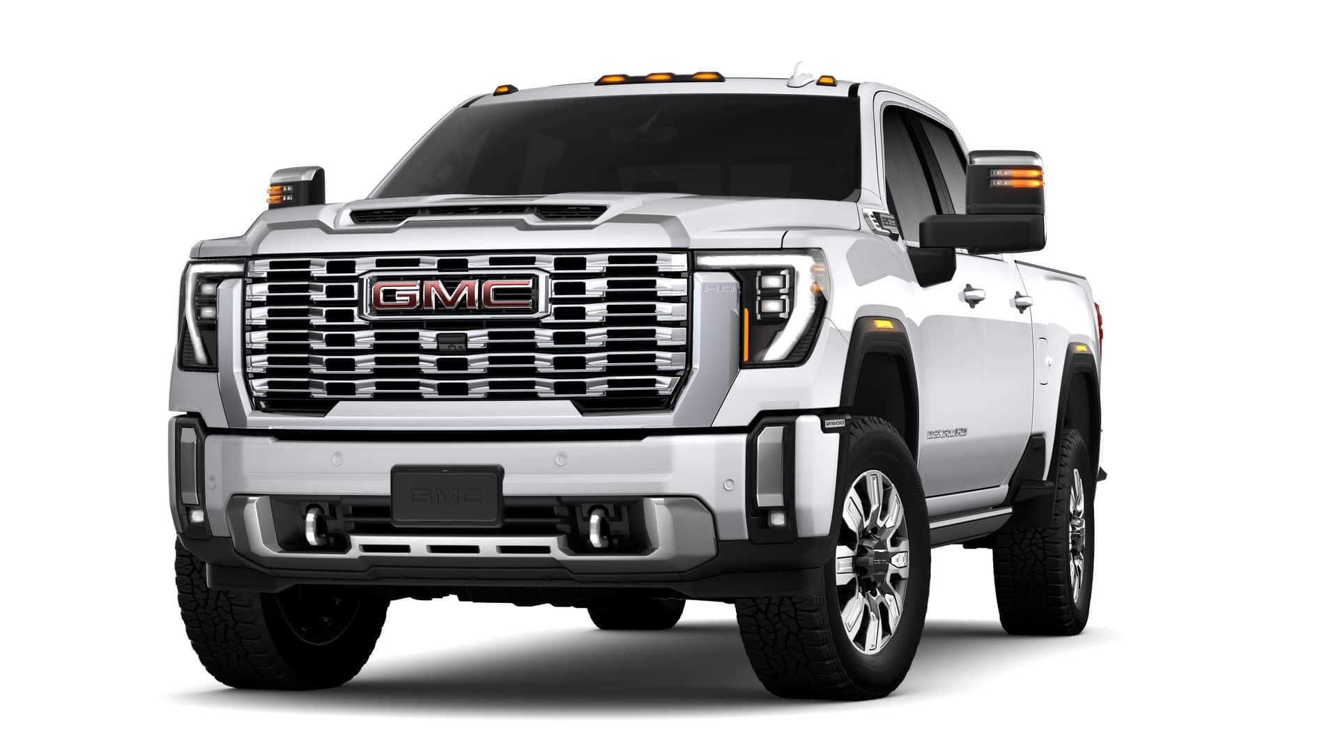 2026 GMC Sierra 2500 HD Crew Cab Standard Box 4-Wheel Drive Denali in Summit White — front three-quarter view
