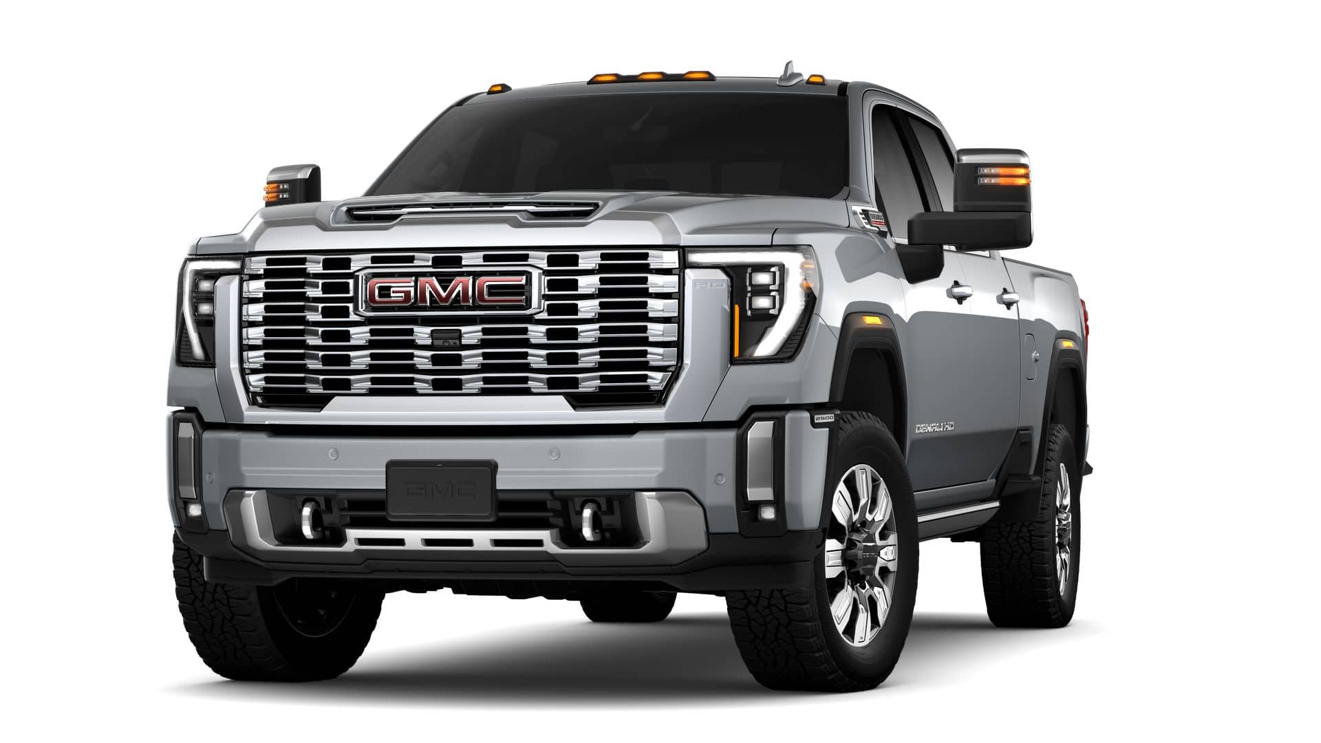 2026 GMC Sierra 2500 HD Crew Cab Standard Box 4-Wheel Drive Denali in Sterling Metallic — front three-quarter view