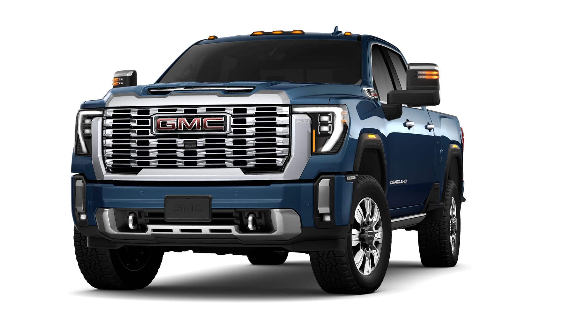 2026 GMC Sierra 2500 HD Crew Cab Standard Box 4-Wheel Drive Denali in Downpour Metallic — front three-quarter view