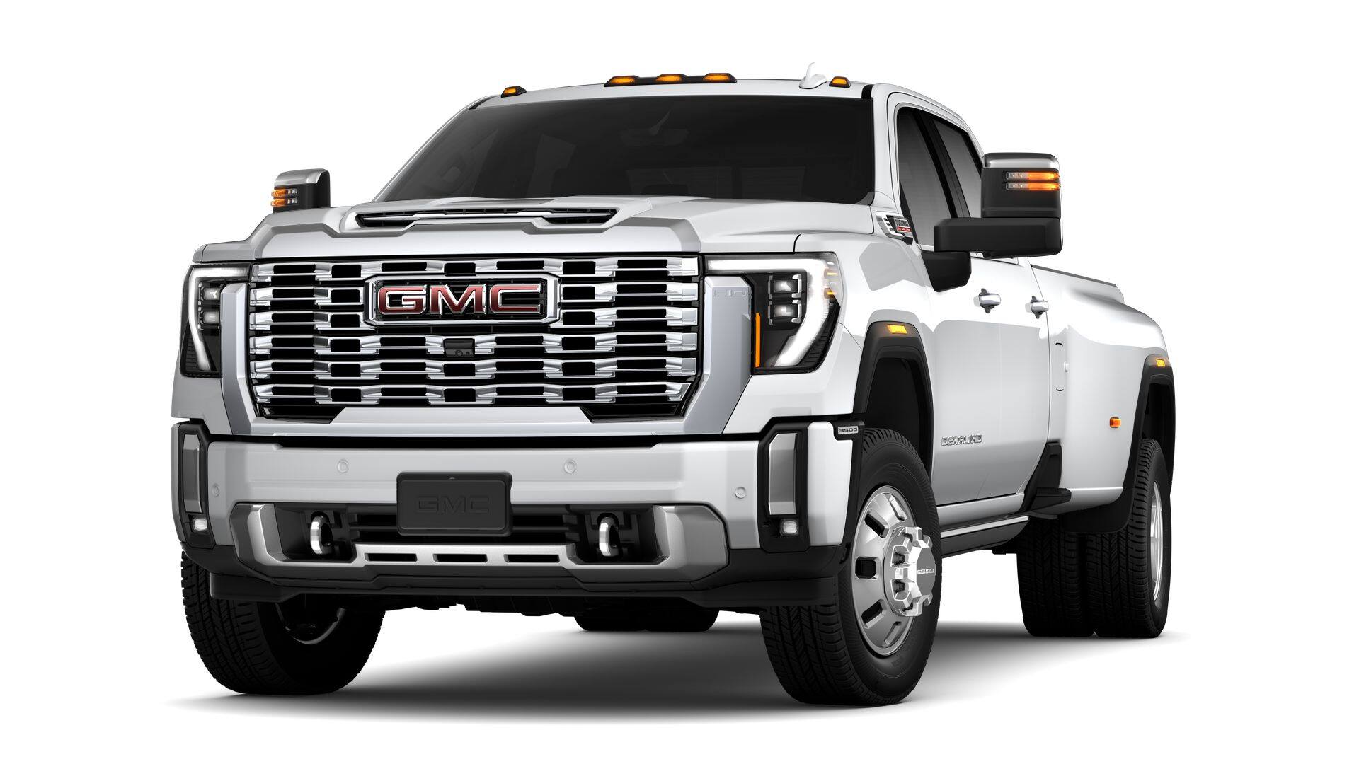 2026 GMC Sierra 3500 HD Crew Cab Long Box 4-Wheel Drive Denali in Summit White — front three-quarter view