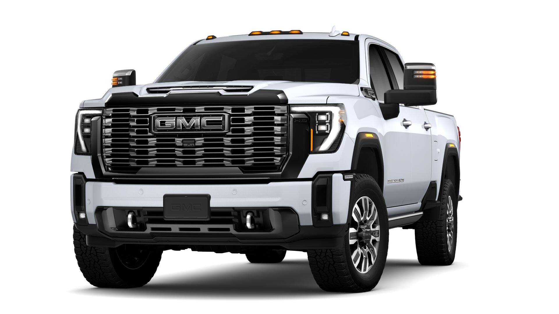 2026 GMC Sierra 2500 HD Crew Cab Standard Box 4-Wheel Drive Denali Ultimate in Glacier White Tricoat — front three-quarter view