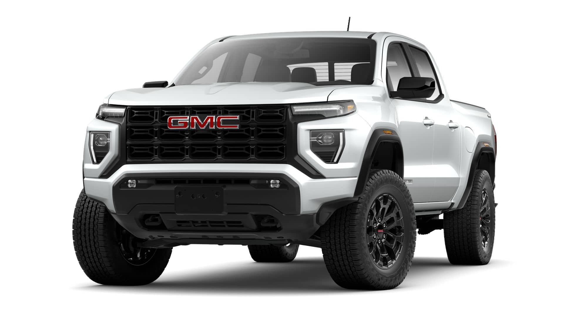 2026 GMC Canyon Crew Cab Short Box 4-Wheel Drive Elevation in Summit White — front three-quarter view