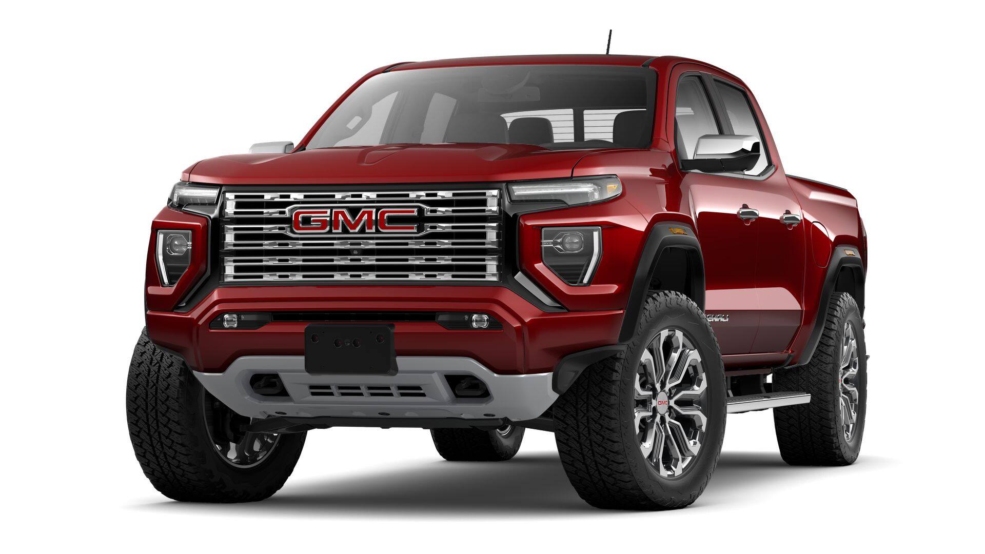 2026 GMC Canyon Crew Cab Short Box 4-Wheel Drive Denali in Volcanic Red Tintcoat — front three-quarter view