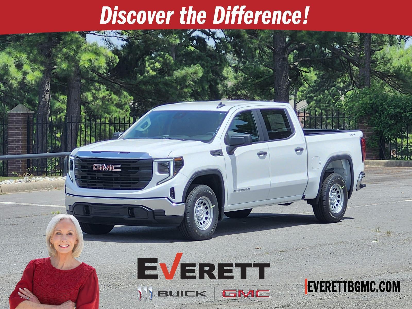2026 GMC Sierra 1500 Crew Cab Short Box 4-Wheel Drive Pro in Summit White — front three-quarter view