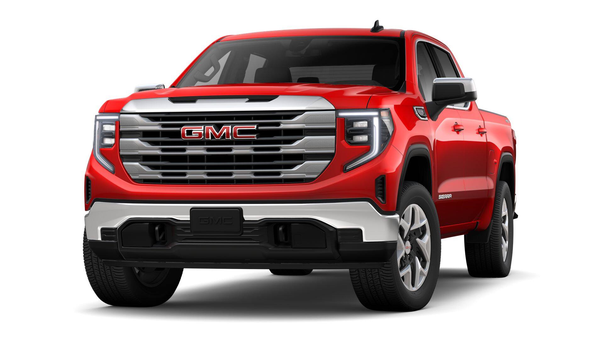 2026 GMC Sierra 1500 Crew Cab Short Box 4-Wheel Drive SLE in Cardinal Red — front three-quarter view