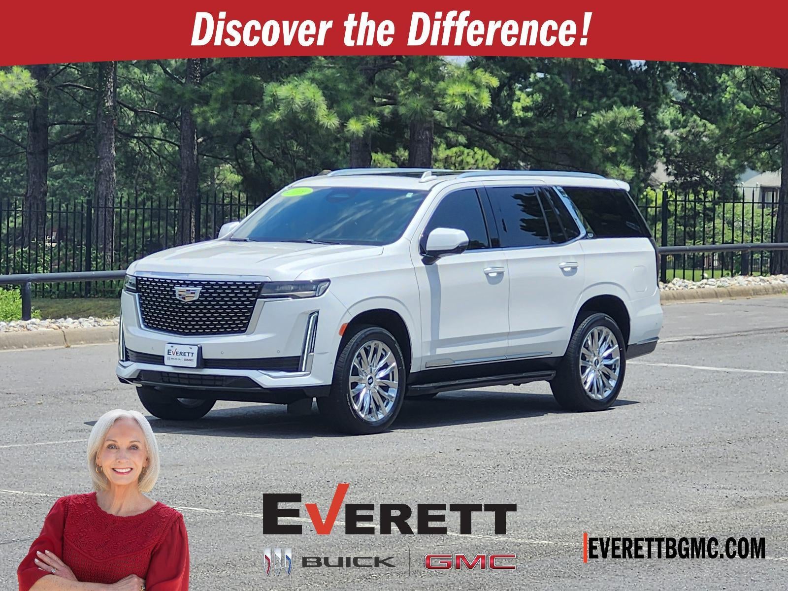 2023 Cadillac Escalade RWD Premium Luxury in Crystal White Tricoat — front three-quarter view
