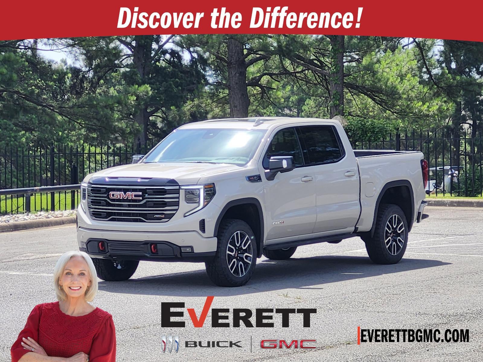 2026 GMC Sierra 1500 Crew Cab Short Box 4-Wheel Drive AT4 in Coastal Dune — front three-quarter view