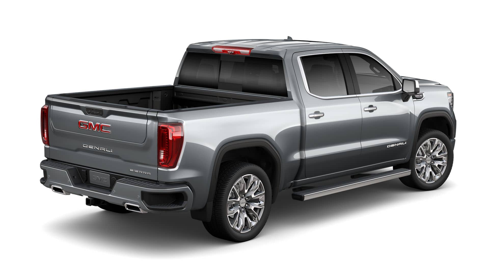 2026 GMC Sierra 1500 Crew Cab Short Box 4-Wheel Drive Denali in Sterling Metallic — front three-quarter view