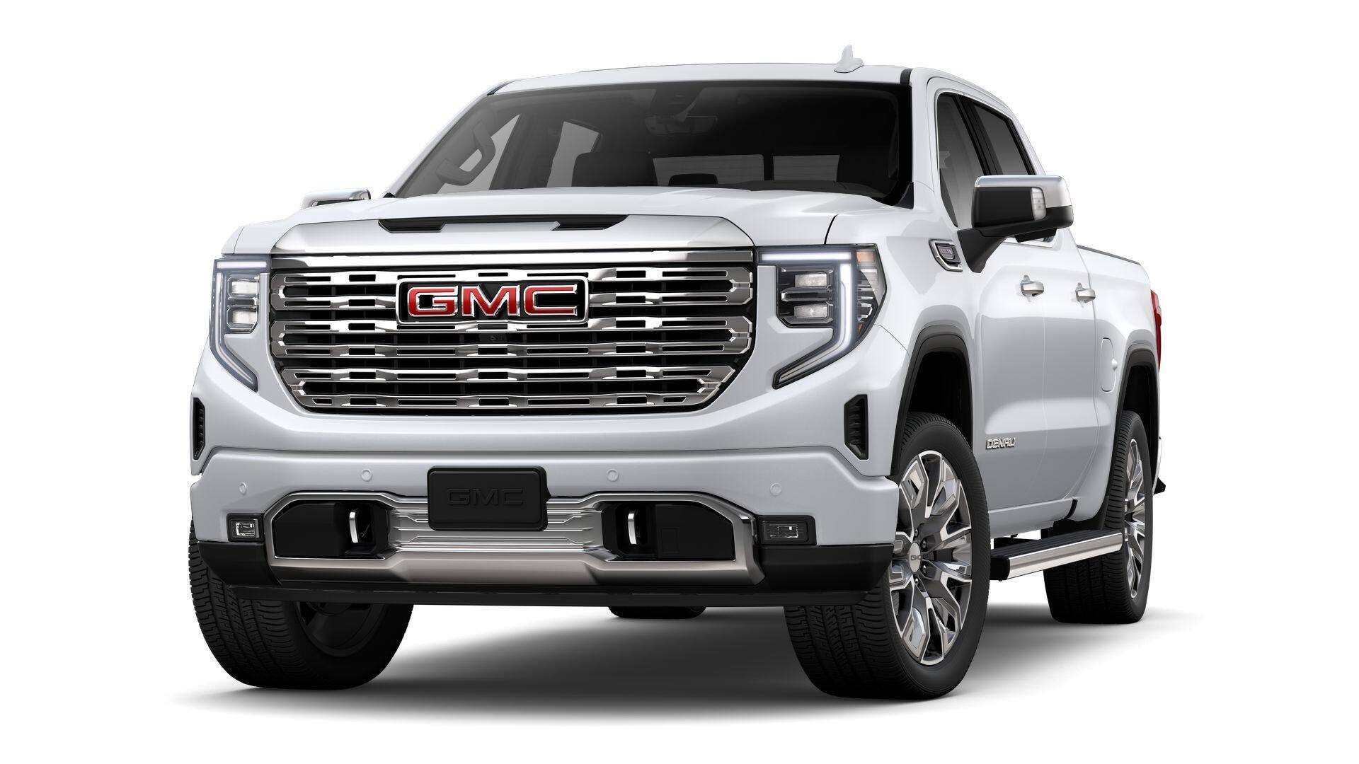 2026 GMC Sierra 1500 Crew Cab Short Box 4-Wheel Drive Denali in Glacier White Tricoat — front three-quarter view