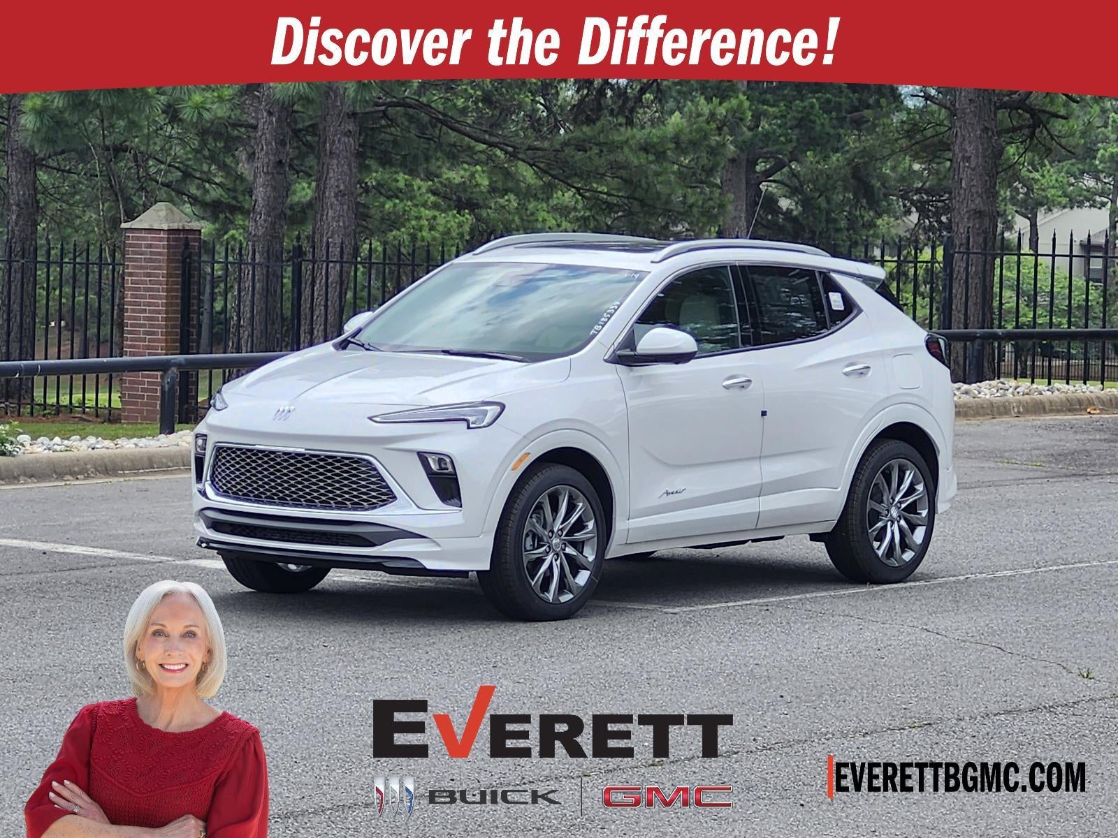 2026 Buick Encore GX Avenir AWD in White Frost Tricoat — front three-quarter view