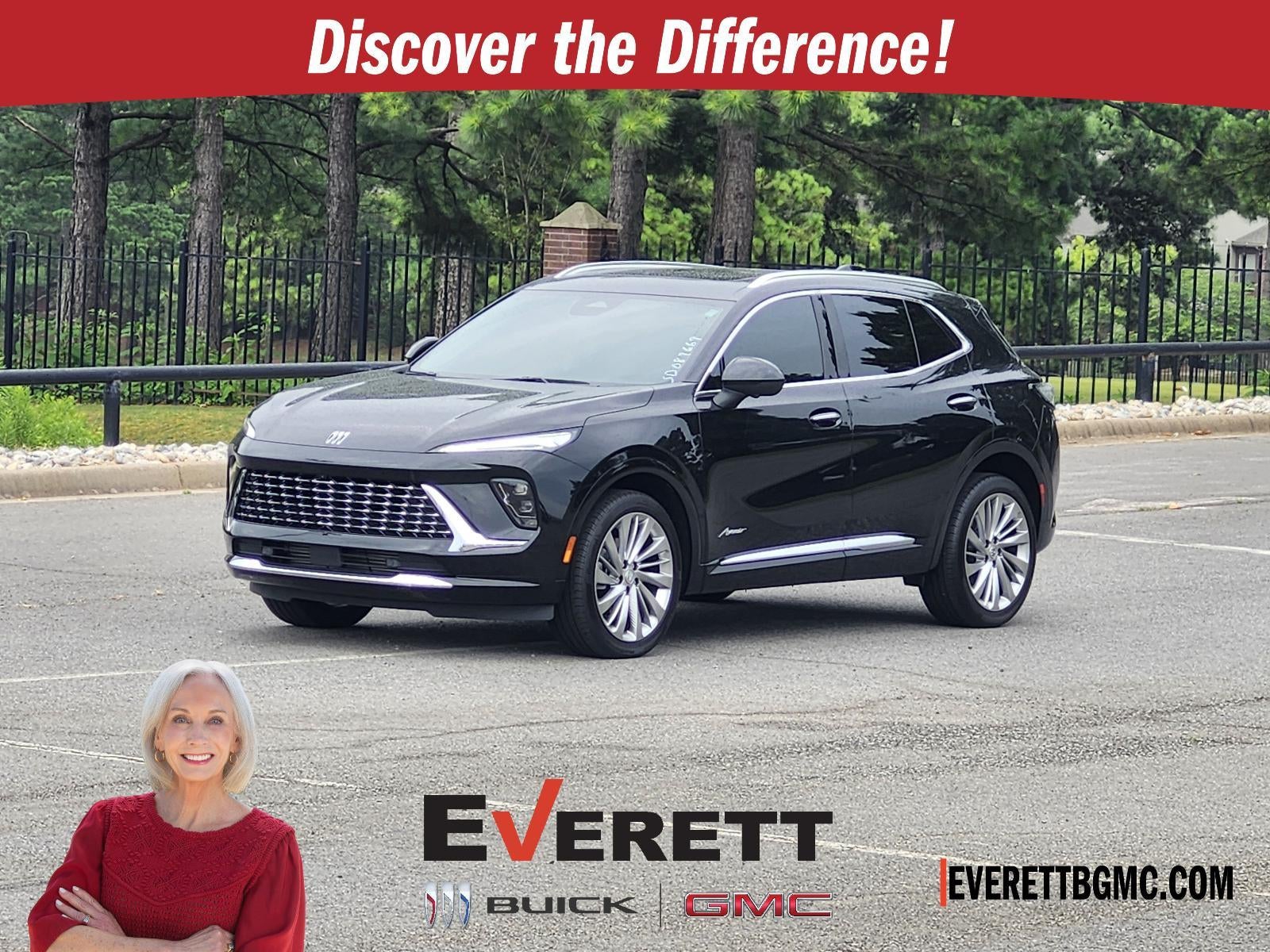2025 Buick Envision Avenir in Ebony Twilight Metallic — front three-quarter view